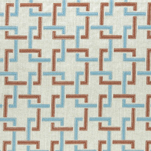 Clarke And Clarke Fabric Sekai Cinnabar/Aqua