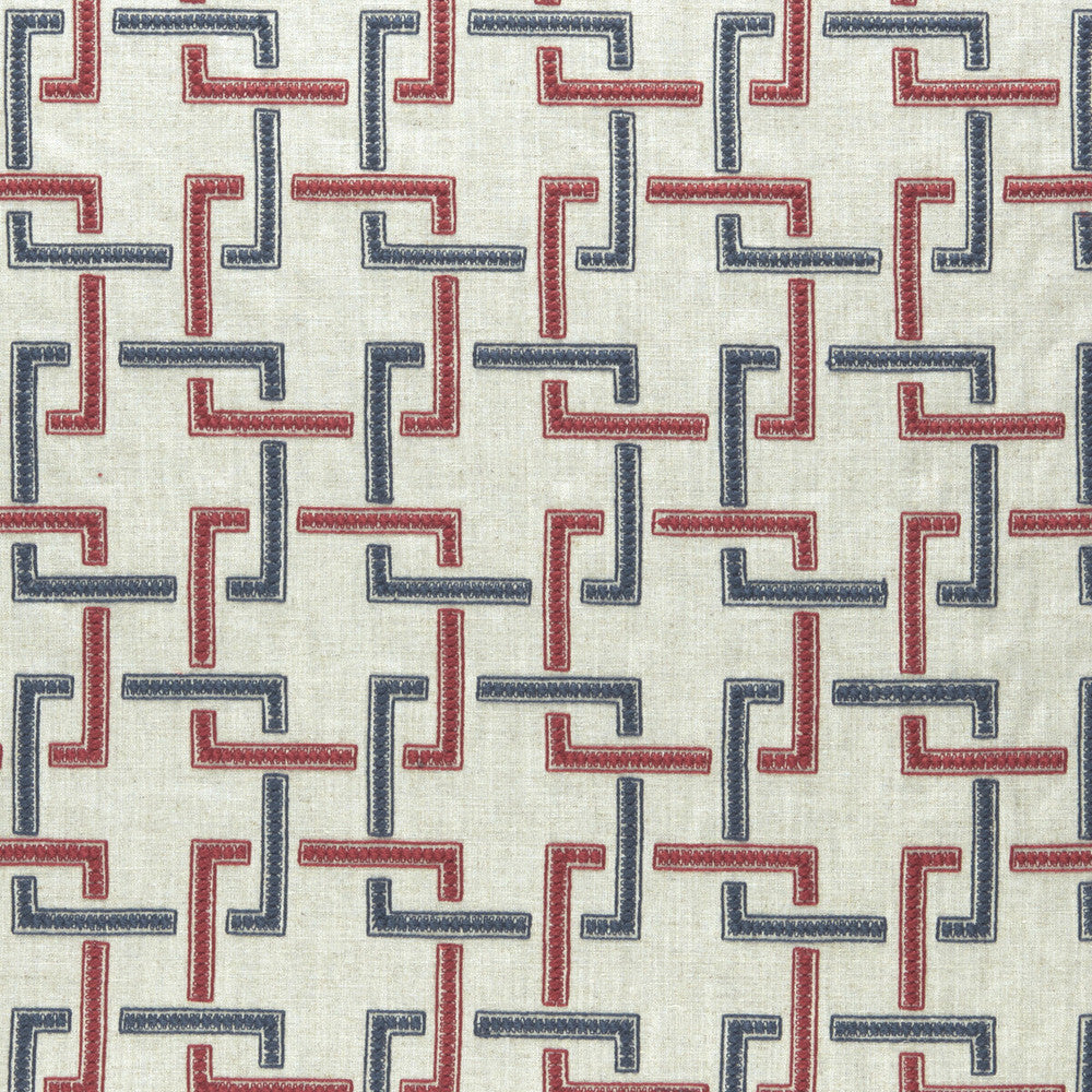 Sekai Indigo/Red by Clarke And Clarke Fabric Clarke And Clarke Fabric Sekai Indigo/RedFabric CLARKE & CLARKE AMARA VISCOSE - 70%;LINEN - 30% India </p><p>Repeat: H: 6.57, V: 6.22 55 - Fabric Carolina -
