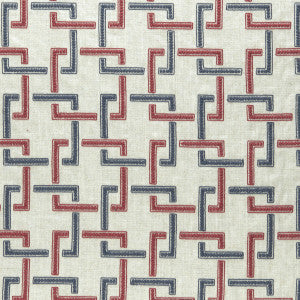 Clarke And Clarke Fabric Sekai Indigo/Red