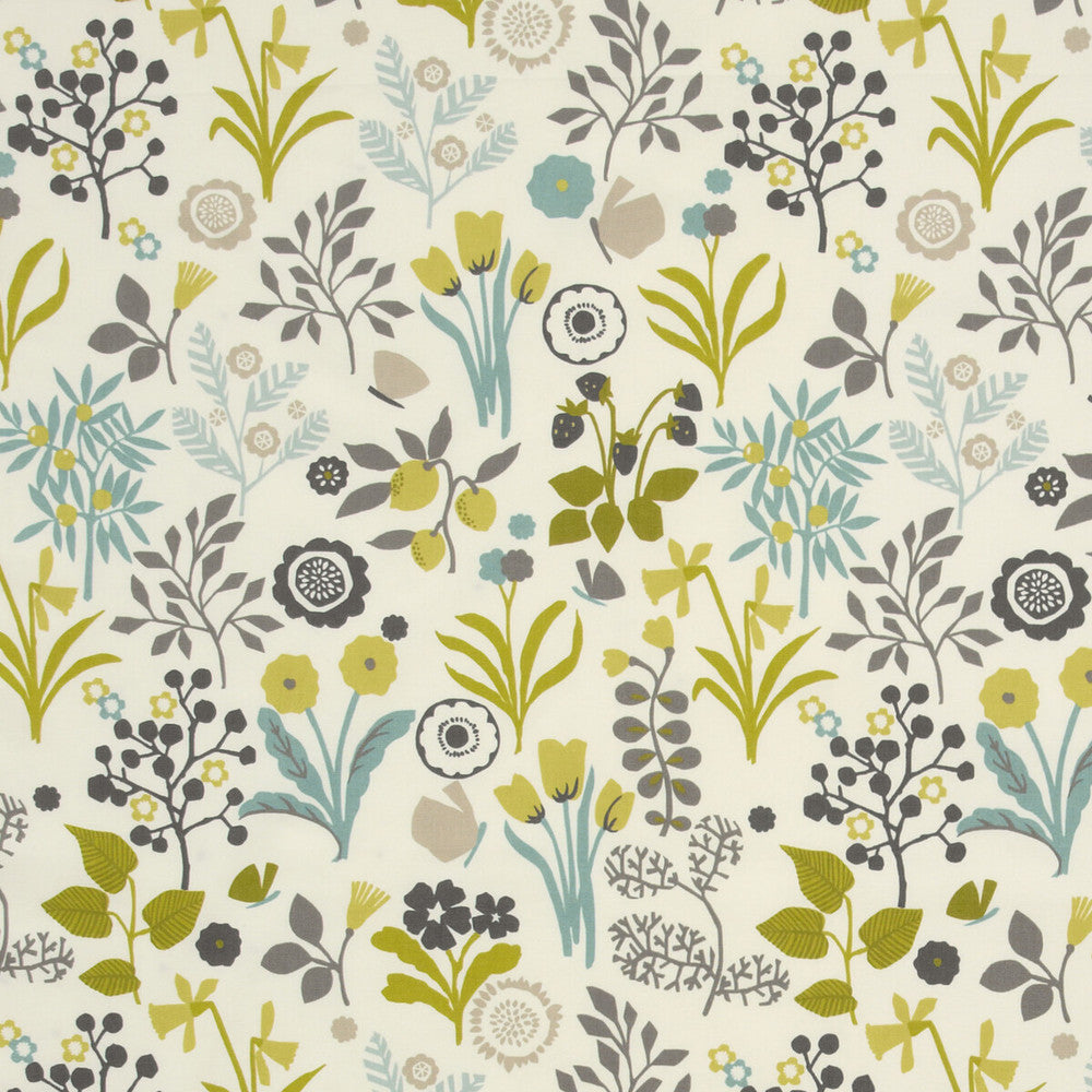 Frida Charteuse/Charcoal by Clarke And Clarke Designer Fabric CLARKE & CLARKE WILDERNESS COTTON - 100% United Kingdom MEDIUM Horizontal: 17.99 and Vertical: 25.2 54 - Swanky Fabrics -