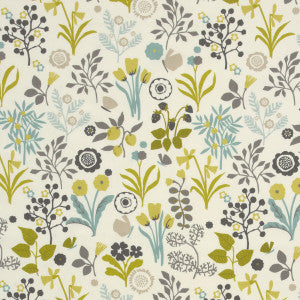 Clarke And Clarke Fabric Frida Charteuse/Charcoal