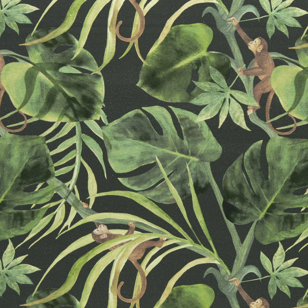 Monkey Business Charcoal by Clarke And Clarke Designer Fabric CLARKE & CLARKE COLONY COTTON - 60%;LINEN - 40% Spain HEAVY Horizontal: 17.99 and Vertical: 17.52 54 - Swanky Fabrics -