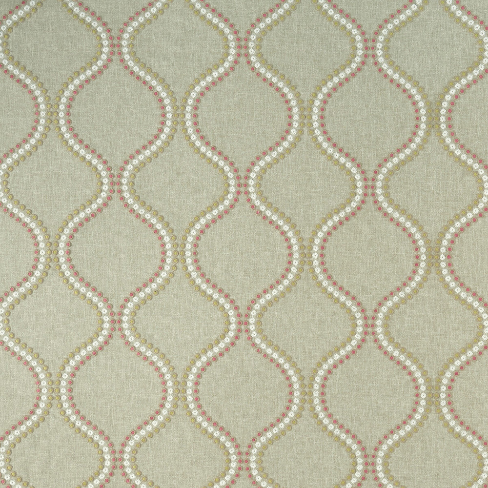Layton Pink/Apple by Clarke And Clarke Designer Fabric CLARKE & CLARKE HALCYON POLYESTER - 52%;COTTON - 48% India Horizontal: 8.5 and Vertical: 9.45 54 - Swanky Fabrics -