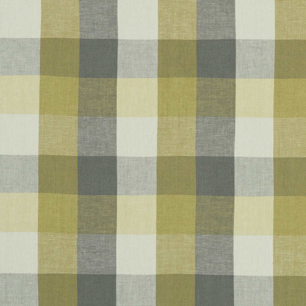Austin Check Citron/Natural by Clarke And Clarke Designer Fabric CLARKE & CLARKE CASTLE GARDEN LINEN - 100% Turkey HEAVY Horizontal: 6.89 and Vertical: 7.68 53 - Swanky Fabrics -