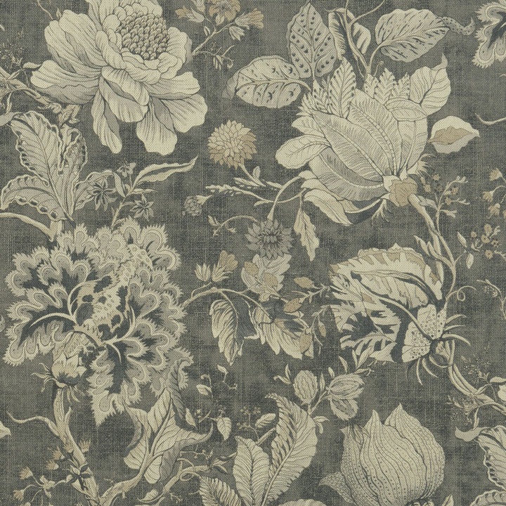 Sissinghurst Charcoal by Clarke And Clarke Designer Fabric CLARKE & CLARKE CASTLE GARDEN COTTON - 60%;LINEN - 40% Spain HEAVY Horizontal: 36.02 and Vertical: 23.62 55 - Swanky Fabrics -