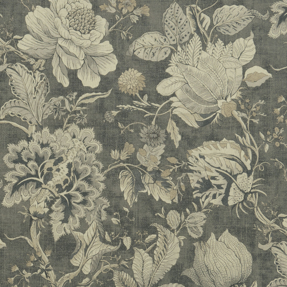 Sissinghurst Charcoal by Clarke And Clarke Designer Fabric CLARKE & CLARKE CASTLE GARDEN COTTON - 60%;LINEN - 40% Spain HEAVY Horizontal: 36.02 and Vertical: 23.62 55 - Swanky Fabrics -