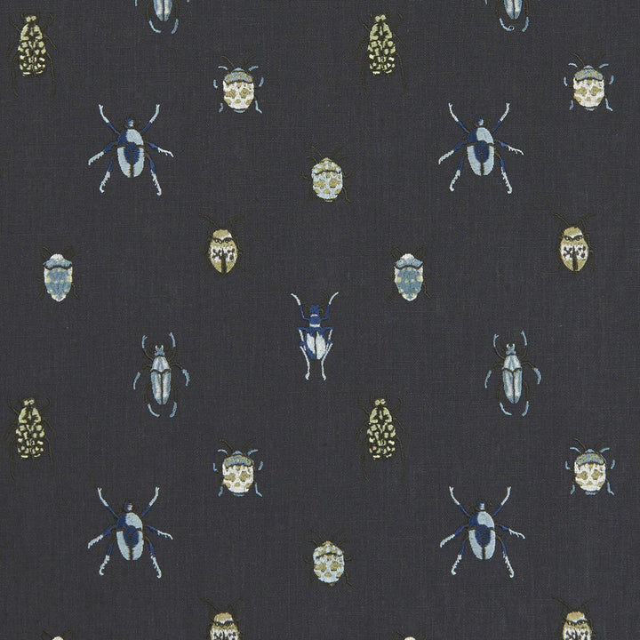 Beetle Mineral by Clarke And Clarke Designer Fabric CLARKE & CLARKE BOTANICA VISCOSE - 75%;LINEN - 25% India - Horizontal: 8.27 and Vertical: 9.06 54 - Swanky Fabrics -