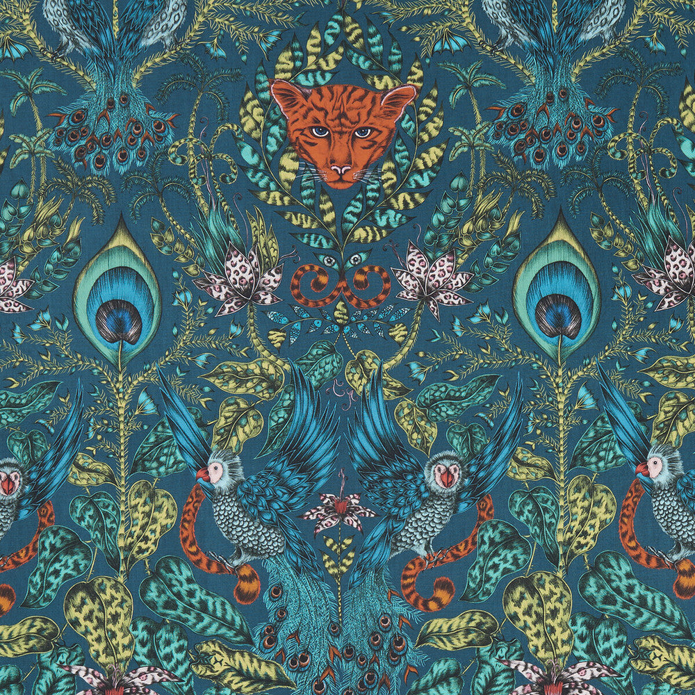 Amazon Navy by Clarke And Clarke Designer Fabric ANIMALIA BY EMMA J SHIPLEY FOR C&C COTTON - 100% United Kingdom HEAVY Horizontal: 13.58 and Vertical: 24.61 54 - Swanky Fabrics -