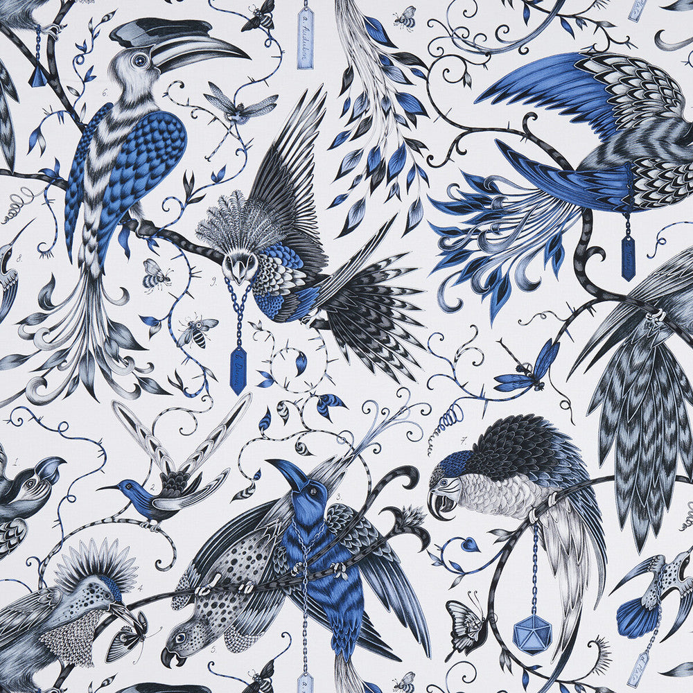 Audubon Blue by Clarke And Clarke Designer Fabric ANIMALIA BY EMMA J SHIPLEY FOR C&C COTTON - 100% United Kingdom HEAVY Horizontal: 54.33 and Vertical: 26.97 54 - Swanky Fabrics -
