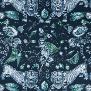 Clarke And Clarke Fabric Extinct Navy