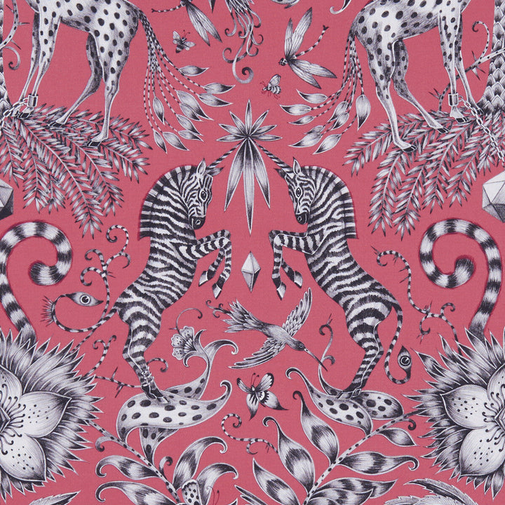 Kruger Magenta by Clarke And Clarke Designer Fabric ANIMALIA BY EMMA J SHIPLEY FOR C&C COTTON - 100% United Kingdom HEAVY Horizontal: 13.58 and Vertical: 22.44 54 - Swanky Fabrics -