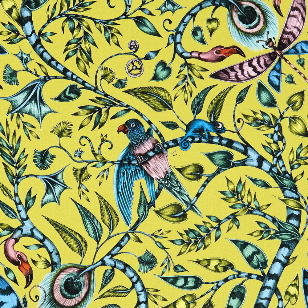 Rousseau Lime by Clarke And Clarke Designer Fabric ANIMALIA BY EMMA J SHIPLEY FOR C&C COTTON - 100% United Kingdom HEAVY Horizontal: 13.58 and Vertical: 26.97 54 - Swanky Fabrics -