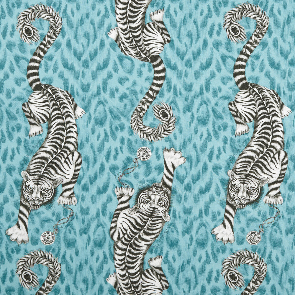 Tigris Teal by Clarke And Clarke Fabric Clarke And Clarke Fabric Tigris TealFabric ANIMALIA BY EMMA J SHIPLEY FOR C&C COTTON - 100% United Kingdom </p><p>Repeat: H: 18.11, V: 21.85 54 - Fabric Carolina -