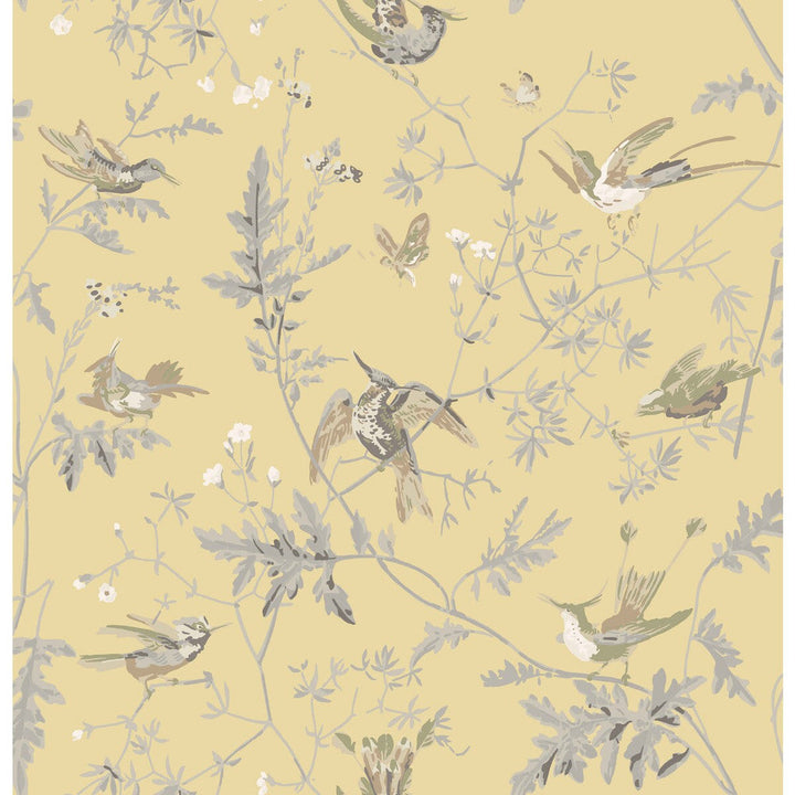 Hummingbirds Gld/Sft Grey by Cole & Son Designer Fabric COLE & SON CONTEMPORARY FABRICS SILK - 100% India Horizontal: 25 and Vertical: 22.65 50 - Swanky Fabrics -