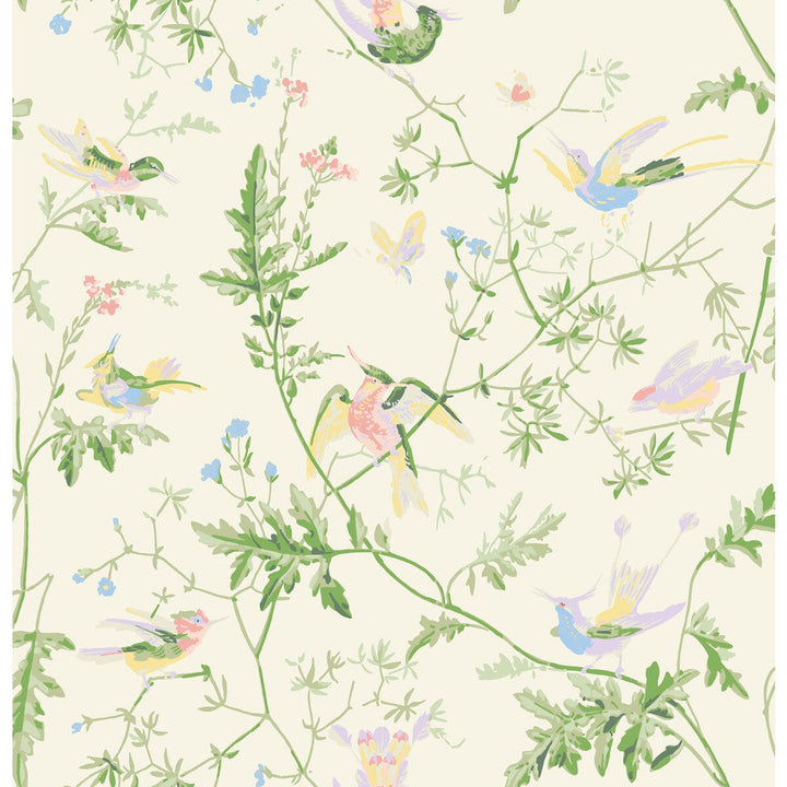 Hummingbirds Bright Multi by Cole & Son Designer Fabric COLE & SON CONTEMPORARY FABRICS SILK - 100% India Horizontal: 25 and Vertical: 22.65 50 - Swanky Fabrics -