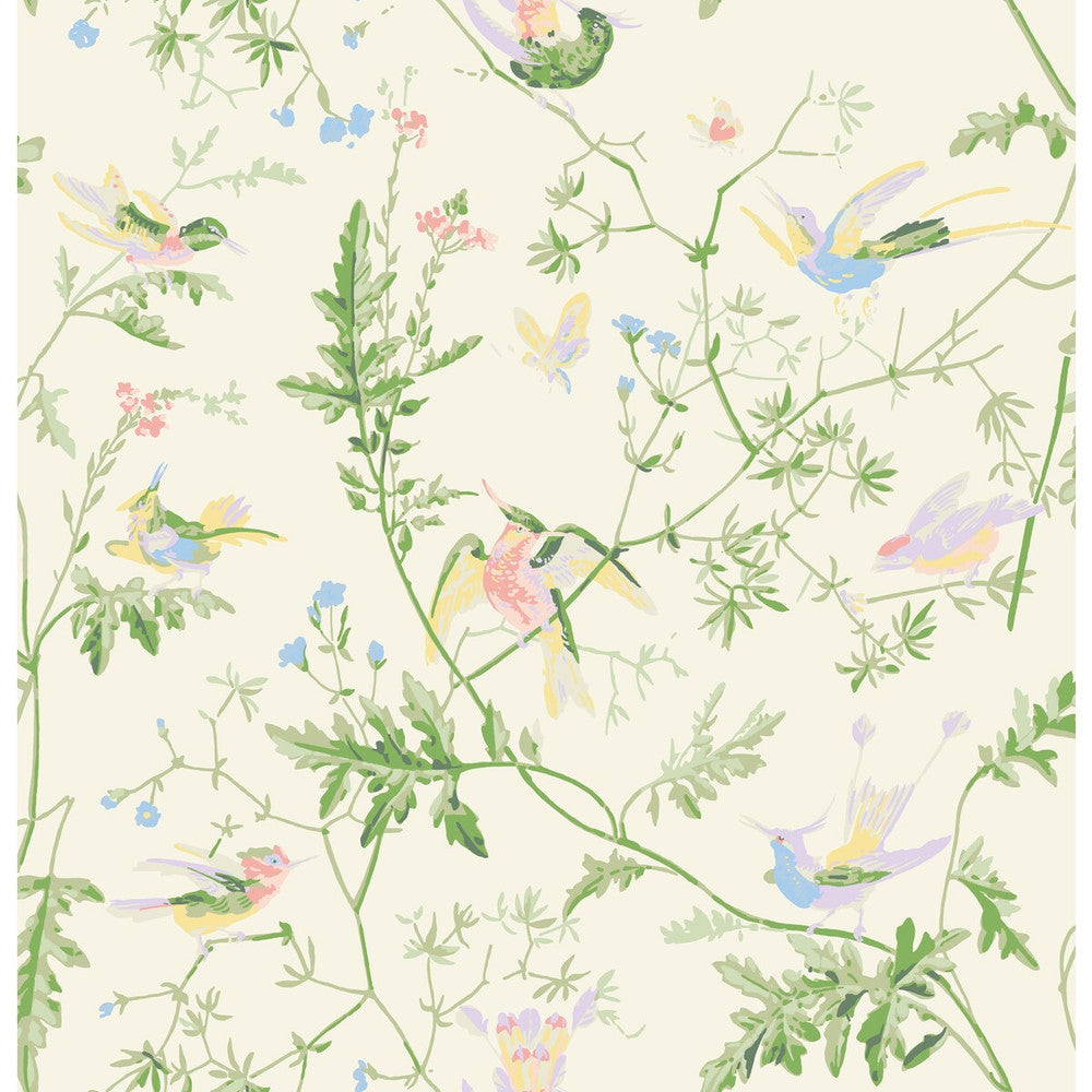 Hummingbirds Bright Multi by Cole & Son Designer Fabric COLE & SON CONTEMPORARY FABRICS SILK - 100% India - Horizontal: 25 and Vertical: 22.65 50 - Swanky Fabrics -