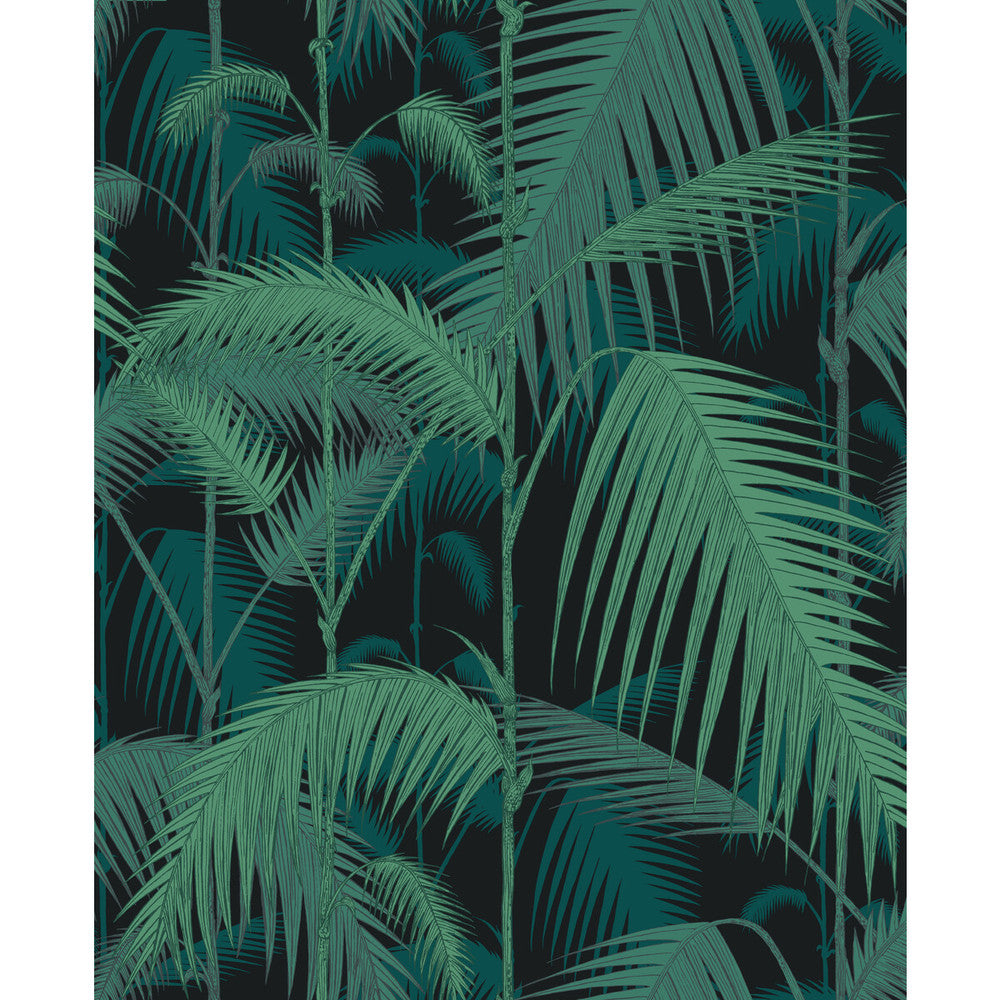 Palm Jungle Vir/Pet On Char by Cole & Son Designer Fabric COLE & SON CONTEMPORARY FABRICS LINEN - 61%;COTTON - 29%;NYLON - 10% United Kingdom HEAVY Horizontal: 17.7 and Vertical: 22 53 - Swanky Fabrics -
