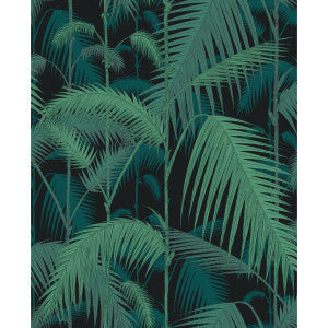 Cole & Son Fabric Palm Jungle Viri/Pet On Blk
