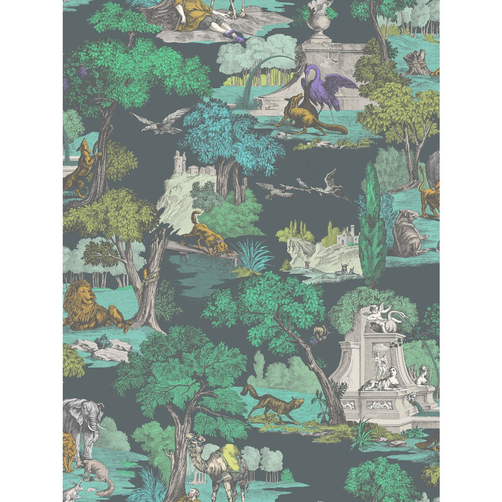 Versailles Grand Viridian by Cole & Son Designer Fabric COLE & SON CONTEMPORARY FABRICS COTTON - 100% Italy HEAVY Horizontal: 29.1 and Vertical: 39 58.25 - Swanky Fabrics -
