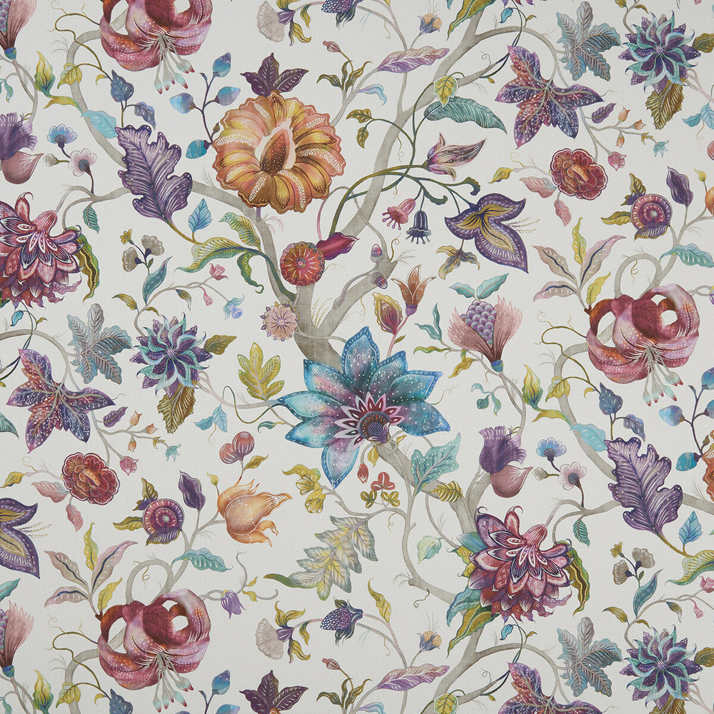 Delilah Summer/Cream by Clarke And Clarke Designer Fabric CLARKE & CLARKE COUNTRY GARDEN COTTON - 100% Spain MEDIUM Horizontal: 53.94 and Vertical: 35.04 54 - Swanky Fabrics -