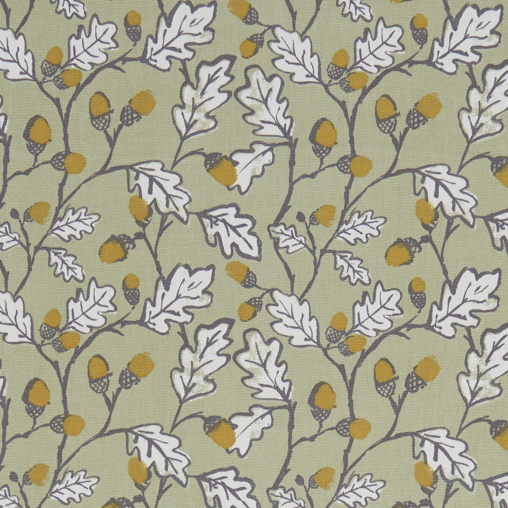 Acorn Trail Sage by Clarke And Clarke Designer Fabric CLARKE & CLARKE LAND & SEA COTTON - 100% Turkey MEDIUM Horizontal: 6.77 and Vertical: 6.3 54 - Swanky Fabrics -