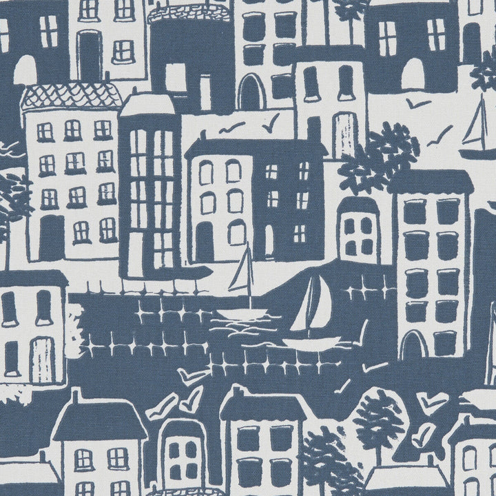 Waterside Navy by Clarke And Clarke Designer Fabric CLARKE & CLARKE LAND & SEA COTTON - 100% Turkey MEDIUM Horizontal: 26.97 and Vertical: 12.4 54 - Swanky Fabrics -