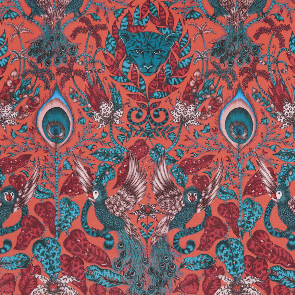 Amazon Velvet Red by Clarke And Clarke Designer Fabric ANIMALIA BY EMMA J SHIPLEY FOR C&C POLYESTER - 100% Spain HEAVY Horizontal: 13.58 and Vertical: 24.61 54 - Swanky Fabrics -