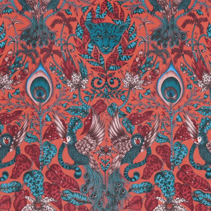 Amazon Velvet Red by Clarke And Clarke Designer Fabric ANIMALIA BY EMMA J SHIPLEY FOR C&C POLYESTER - 100% Spain HEAVY Horizontal: 13.58 and Vertical: 24.61 54 - Swanky Fabrics -