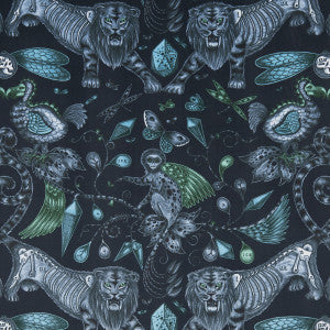Clarke And Clarke Fabric Extinct Velvet Navy