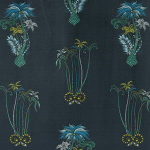 Clarke And Clarke Fabric Jungle Velvet Navy