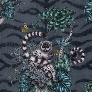 Clarke And Clarke Fabric Lemur Velvet Navy