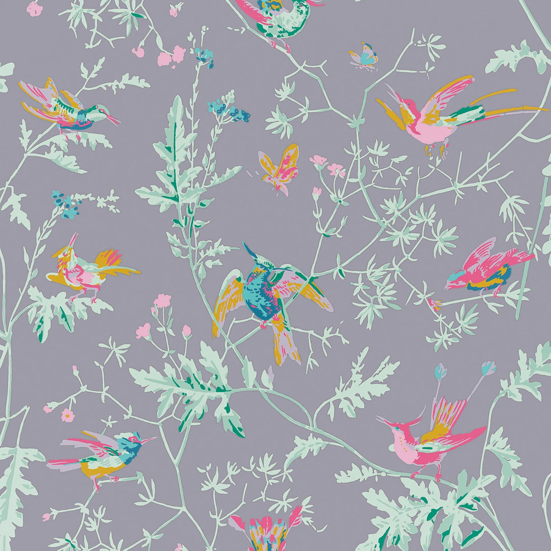 Cole & Son Fabric Hummingbirds Silk - Purple
