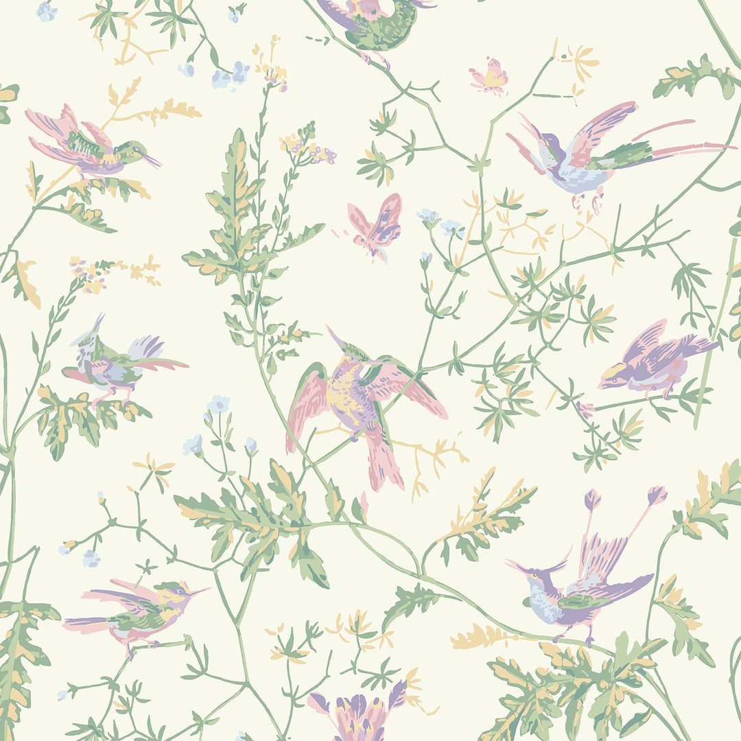 Cole & Son Fabric Hummingbirds Cotton Print - Blush/Sage