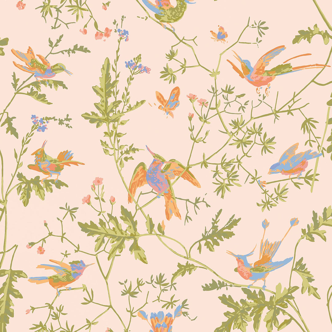 Cole & Son Fabric Hummingbirds Cotton Print - Orange