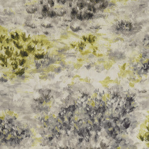 Clarke And Clarke Fabric Fiore Charcoal/Chartreuse