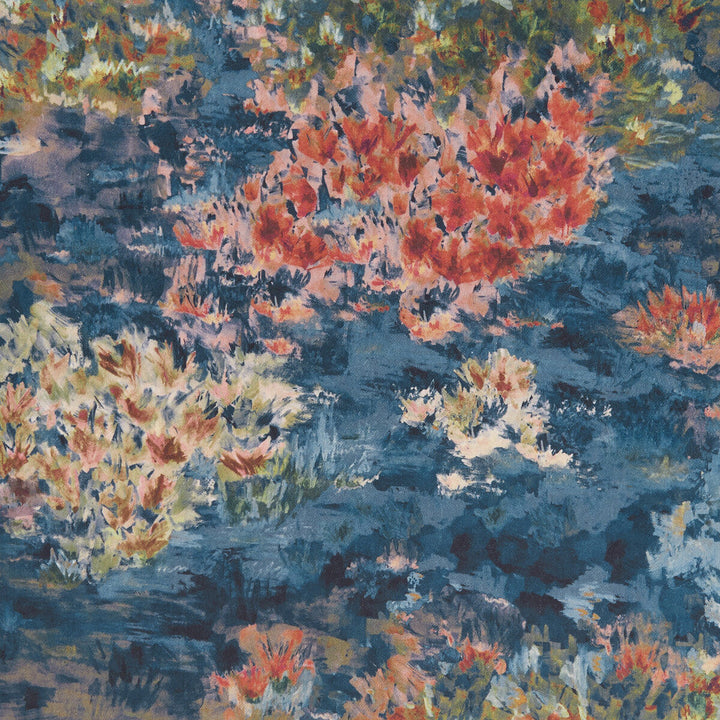 Fiore Midnight/Spice by Clarke And Clarke Designer Fabric CLARKE & CLARKE EXOTICA POLYESTER - 100% India HEAVY Horizontal: 54.5 and Vertical: 27.375 54.75 - Swanky Fabrics -