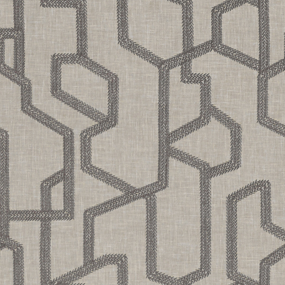 Labyrinth Charcoal by Clarke And Clarke Designer Fabric CLARKE & CLARKE EXOTICA POLYESTER - 52%;COTTON - 48% India Horizontal: 12.875 and Vertical: 12.5 54 - Swanky Fabrics -