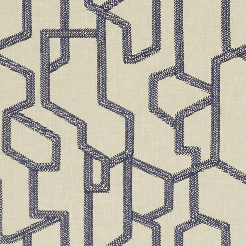 Labyrinth Midnight by Clarke And Clarke Designer Fabric CLARKE & CLARKE EXOTICA POLYESTER - 52%;COTTON - 48% India Horizontal: 12.875 and Vertical: 12.5 54 - Swanky Fabrics -