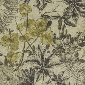 Clarke And Clarke Fabric Madagascar Charcoal/Charteuse