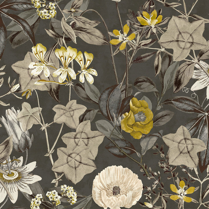 Passiflora Charcoal by Clarke And Clarke Designer Fabric CLARKE & CLARKE EXOTICA POLYESTER - 100% India HEAVY Horizontal: 54 and Vertical: 27 54.75 - Swanky Fabrics -