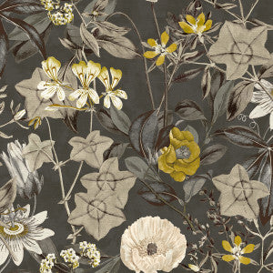 Clarke And Clarke Fabric Passiflora Charcoal