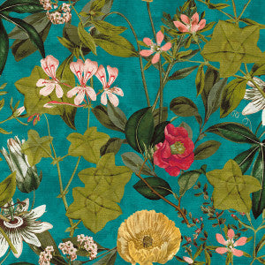 Clarke And Clarke Fabric Passiflora Kingfisher