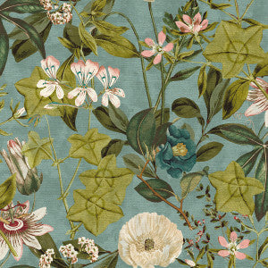 Clarke And Clarke Fabric Passiflora Mineral/Blush