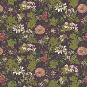 Clarke And Clarke Fabric Passiflora Mulberry Velvet