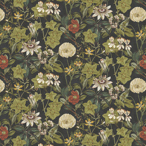 Clarke And Clarke Fabric Passiflora Noir Velvet