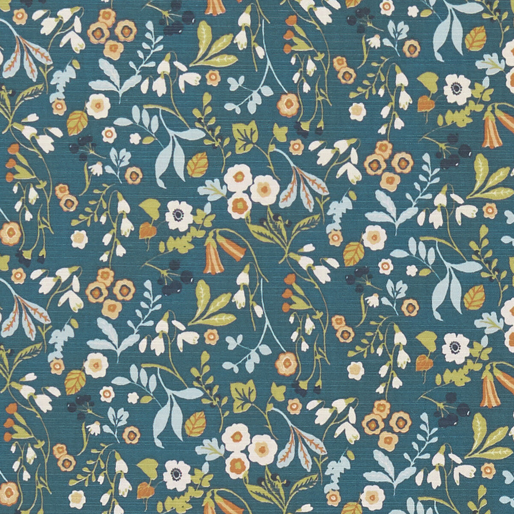 Ashbee Denim/Spice by Clarke And Clarke Designer Fabric CLARKE & CLARKE SHERWOOD COTTON - 100% Turkey MEDIUM Horizontal: and Vertical: 54 - Swanky Fabrics -