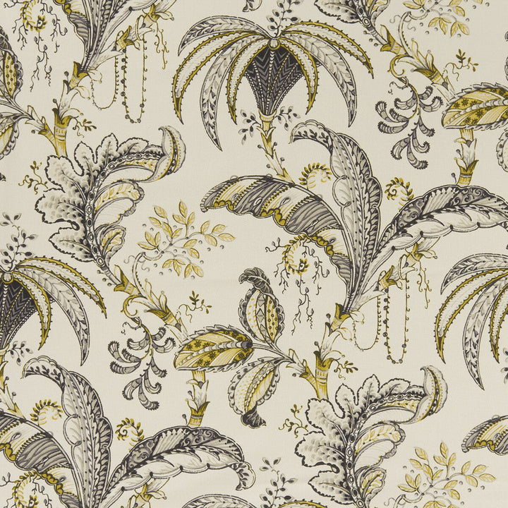 Ophelia Charcoal/Ochre by Clarke And Clarke Designer Fabric CLARKE & CLARKE EDEN COTTON - 90%;LINEN - 10% Spain MEDIUM Horizontal: 26.625 and Vertical: 24.875 54.375 - Swanky Fabrics -