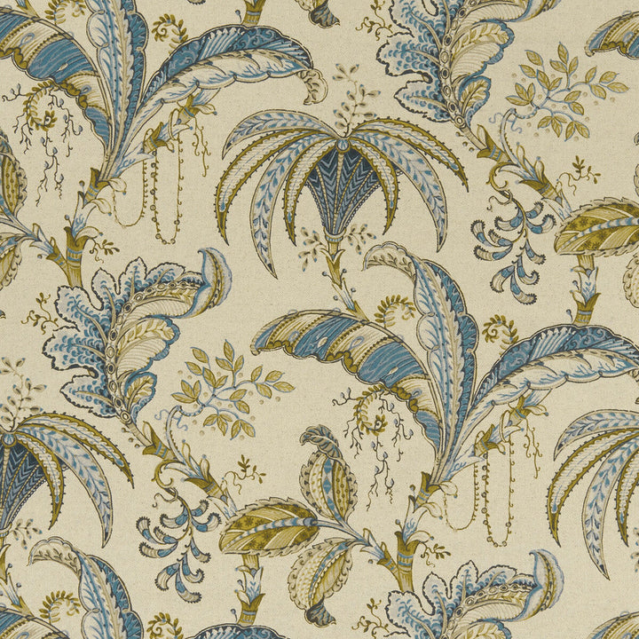 Ophelia Teal/Spice by Clarke And Clarke Designer Fabric CLARKE & CLARKE EDEN COTTON - 90%;LINEN - 10% Spain MEDIUM Horizontal: 26.625 and Vertical: 24.875 54.375 - Swanky Fabrics -