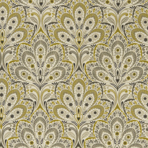 Clarke And Clarke Fabric Persia Charcoal/Ochre
