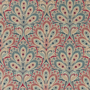 Clarke And Clarke Fabric Persia Denim/Raspberry